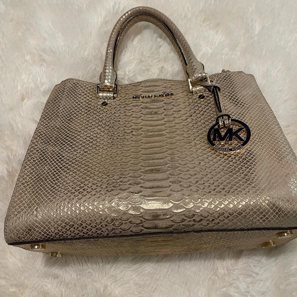 Michael Kors Gold Satchel with Signature Charm
